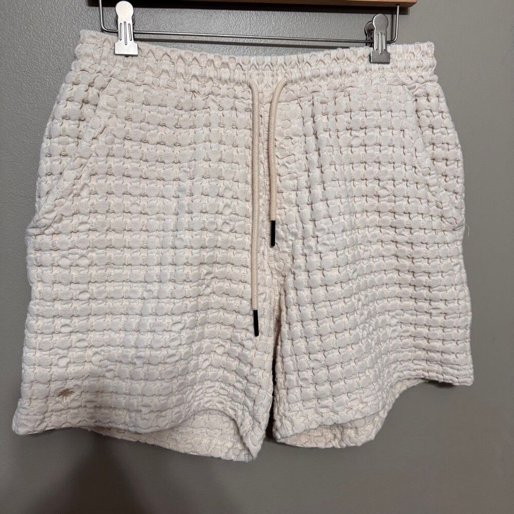 OAS Ecru Porto Waffle Shorts Size M Drawstring Cream White Men